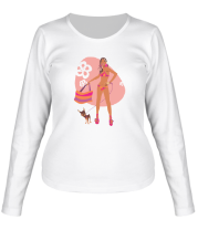 Женская футболка длинный рукав Дама с собачкой фото