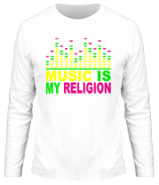Мужская футболка длинный рукав Music is my religion фото