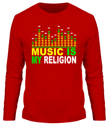Мужская футболка длинный рукав Music is my religion