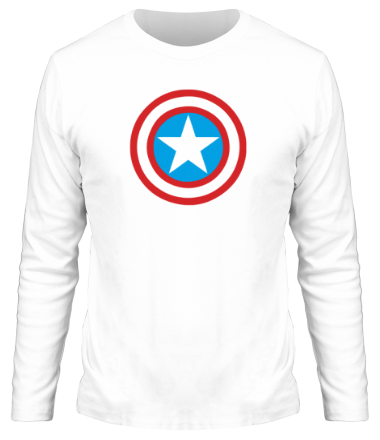 Мужская футболка длинный рукав Щит Капитана Америка