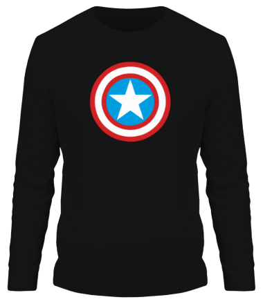 Мужская футболка длинный рукав Щит Капитана Америка