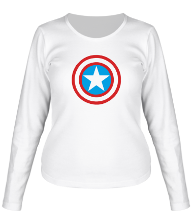 Женская футболка длинный рукав Щит Капитана Америка