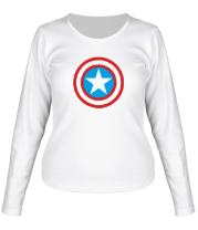 Женская футболка длинный рукав Щит Капитана Америка фото