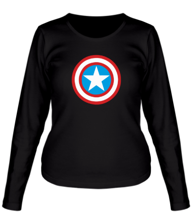 Женская футболка длинный рукав Щит Капитана Америка