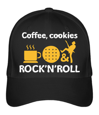 Бейсболка Coffee, cookies, ROCK'N'ROLL