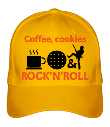 Бейсболка Coffee, cookies, ROCK'N'ROLL