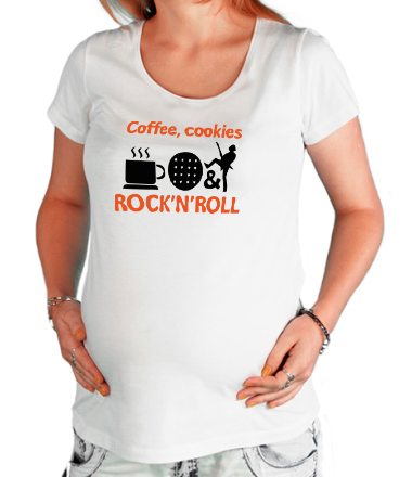 Футболка для беременных Coffee, cookies, ROCK'N'ROLL