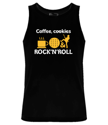 Мужская майка Coffee, cookies, ROCK'N'ROLL