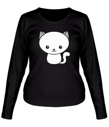 Женская футболка длинный рукав Милый котенок