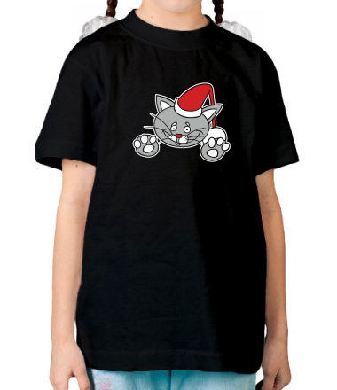 Детская футболка Новогодняя кошка