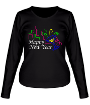 Женская футболка длинный рукав Кислотный Новый Год фото