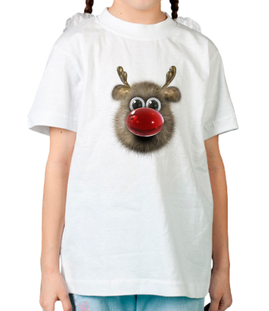 Детская футболка Пушистый красноносый олень