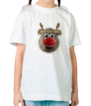 Детская футболка Пушистый красноносый олень фото