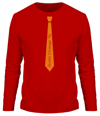 Мужская футболка длинный рукав Стильный оранжевый галстук