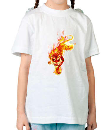 Детская футболка Тигр в огне