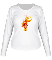 Женская футболка длинный рукав Тигр в огне фото