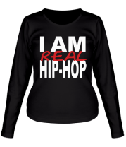 Женская футболка длинный рукав I am real hip-hop фото