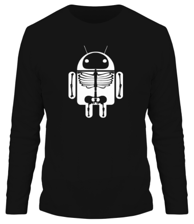 Мужская футболка длинный рукав Скелет Android