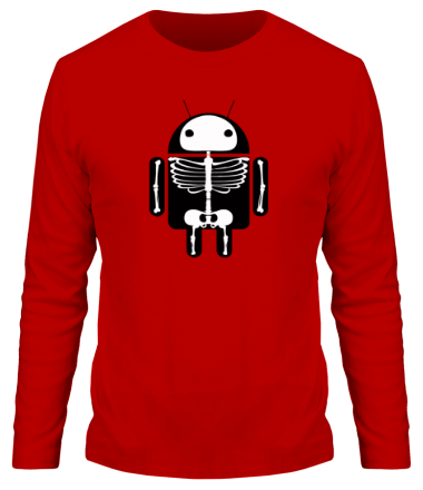 Мужская футболка длинный рукав Скелет Android