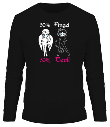 Мужская футболка длинный рукав 50% Angel 50% Devil