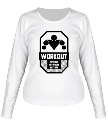 Женская футболка длинный рукав WorkOut. Anybody. Anywhere. Anytime.