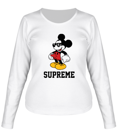 Женская футболка длинный рукав Supreme Mickey Mouse
