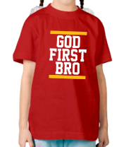 Детская футболка God First Bro фото