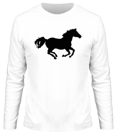 Мужская футболка длинный рукав Лошадь