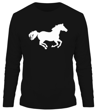 Мужская футболка длинный рукав Лошадь