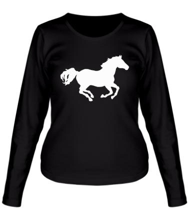 Женская футболка длинный рукав Лошадь