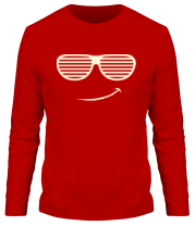 Мужская футболка длинный рукав Довольный смайл в очках жалюзи фото