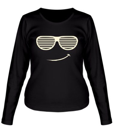 Женская футболка длинный рукав Довольный смайл в очках жалюзи