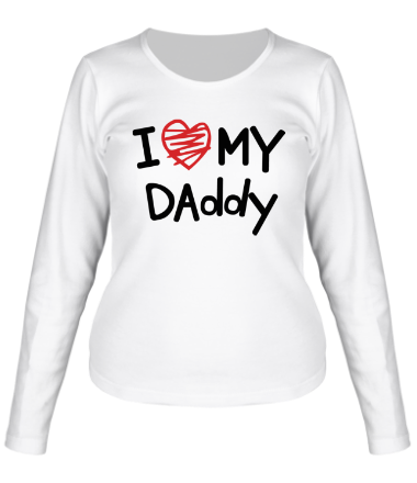 Женская футболка длинный рукав I love my Daddy