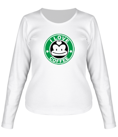 Женская футболка длинный рукав I love coffee
