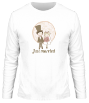 Мужская футболка длинный рукав Just married (Молодожены) фото