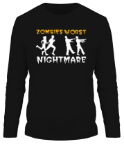 Мужская футболка длинный рукав Zombies  worst nightmare фото