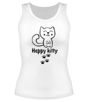 Женская майка борцовка Happy kitty фото