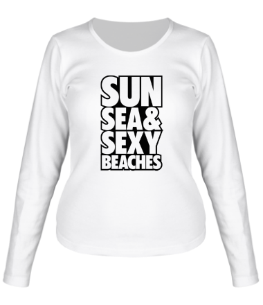 Женская футболка длинный рукав Sun Sea & Sexy Beaches
