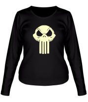 Женская футболка длинный рукав Череп скелетон punisher светится фото