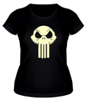 Женская футболка Череп скелетон punisher светится фото
