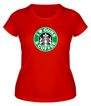 Женская футболка i live guns & coffe