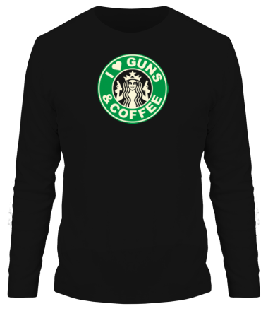 Мужская футболка длинный рукав Guns and coffee glow