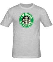 Мужская футболка Guns and coffee glow фото