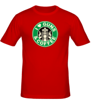 Мужская футболка Guns and coffee glow фото