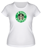 Женская футболка Guns and coffee glow фото