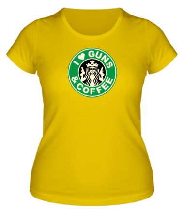 Женская футболка Guns and coffee glow
