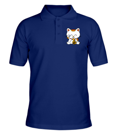 Мужская футболка поло Манэки-нэко кошка зовущие счастье