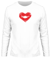 Мужская футболка длинный рукав Поцелуй губы в виде сердца фото