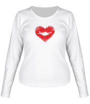 Женская футболка длинный рукав Поцелуй губы в виде сердца фото