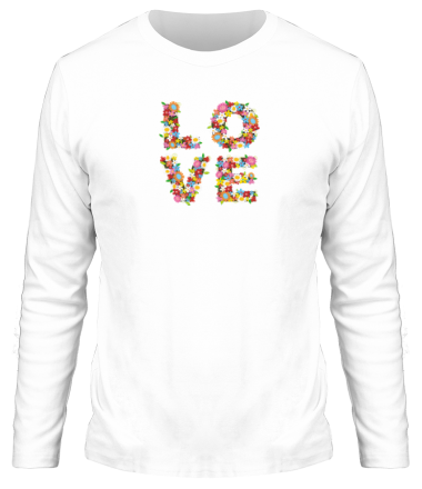Мужская футболка длинный рукав Love цветами
